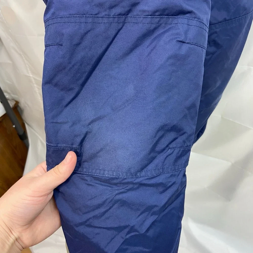 Kid's unisex blue adjustable zip waterproof insulated snowsuit pants winter gear